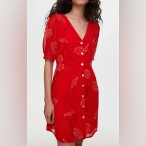 Aritzia Size 0 red dress with flower details